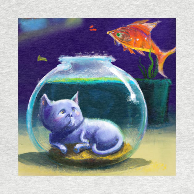 Blue Cat Dreams of Trading Places with a Goldfish by Star Scrunch